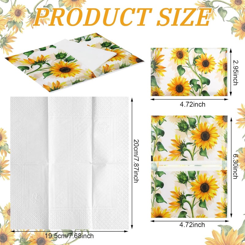 PerKoop 100 Packs Travel Size Tissues Disposable Pocket Facial Tissues Bulk for Travel Wedding Guest School Wallet Purse Home Supplies, 1000 Sheets 3 Ply(Sunflower) - Image 3